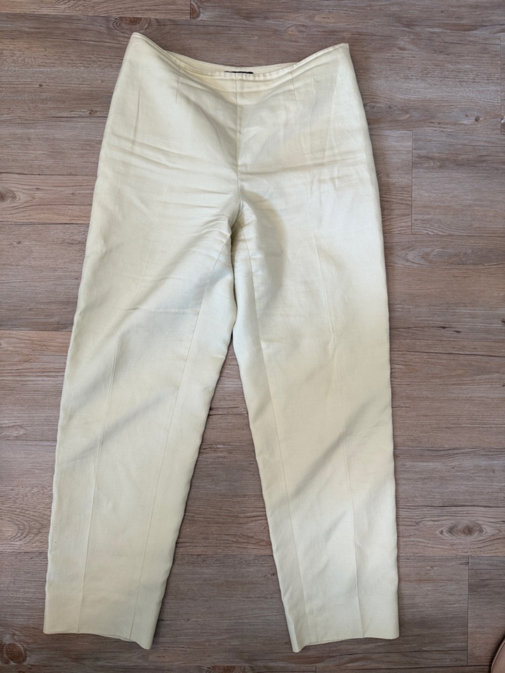 Ann Taylor Cream Cropped Straight-Leg Trousers